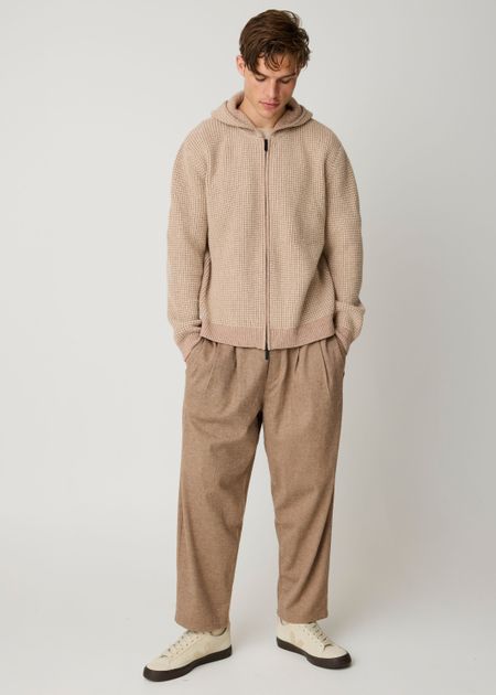 Pantalon ample flanelle en coton bio | marron "ozone relaxed flannel pant - lion" - Knowledge Cotton Apparel