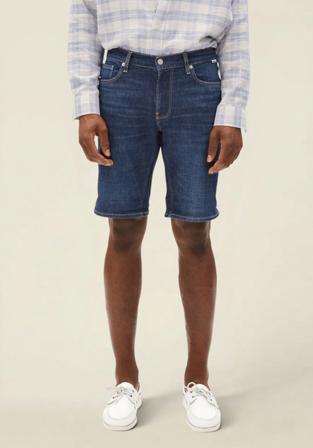 Short denim en coton bio et chanvre | brut "Naailo denim short - titania" - Armedangels