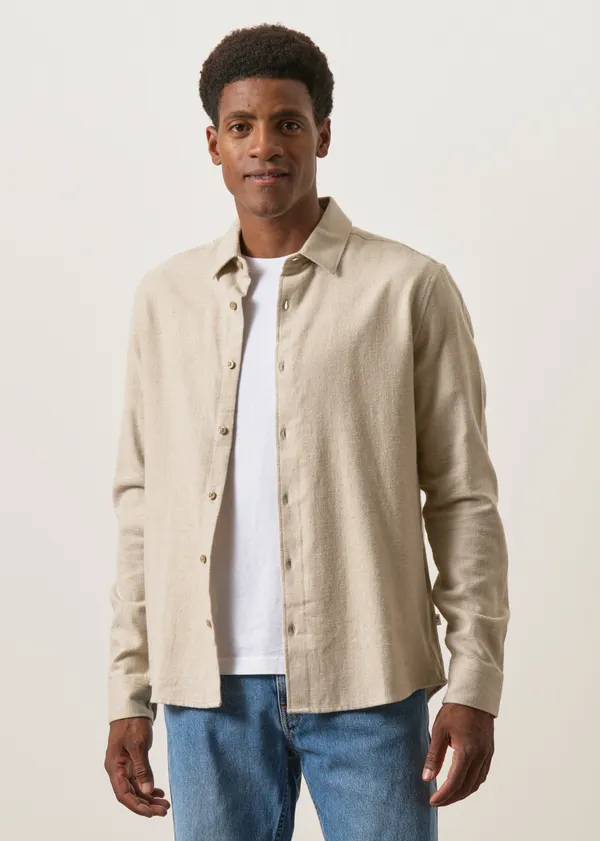 Chemise flanelle en coton bio | beige "dune regular flannel shirt - light feather gray", Knowledge Cotton Apparel