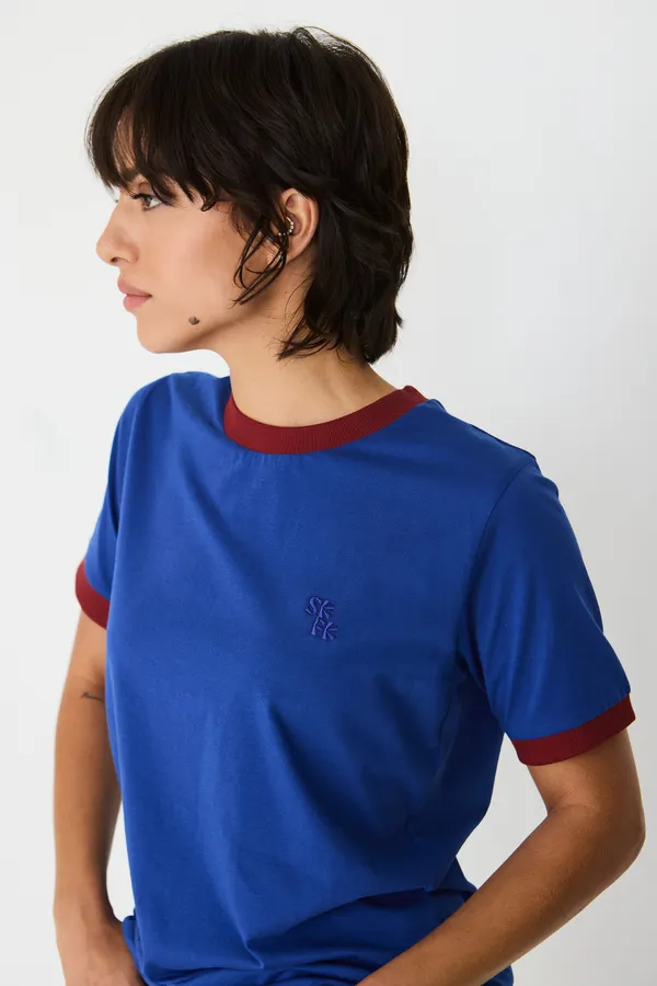 T-shirt en coton bio | bleu "neskur", SKFK