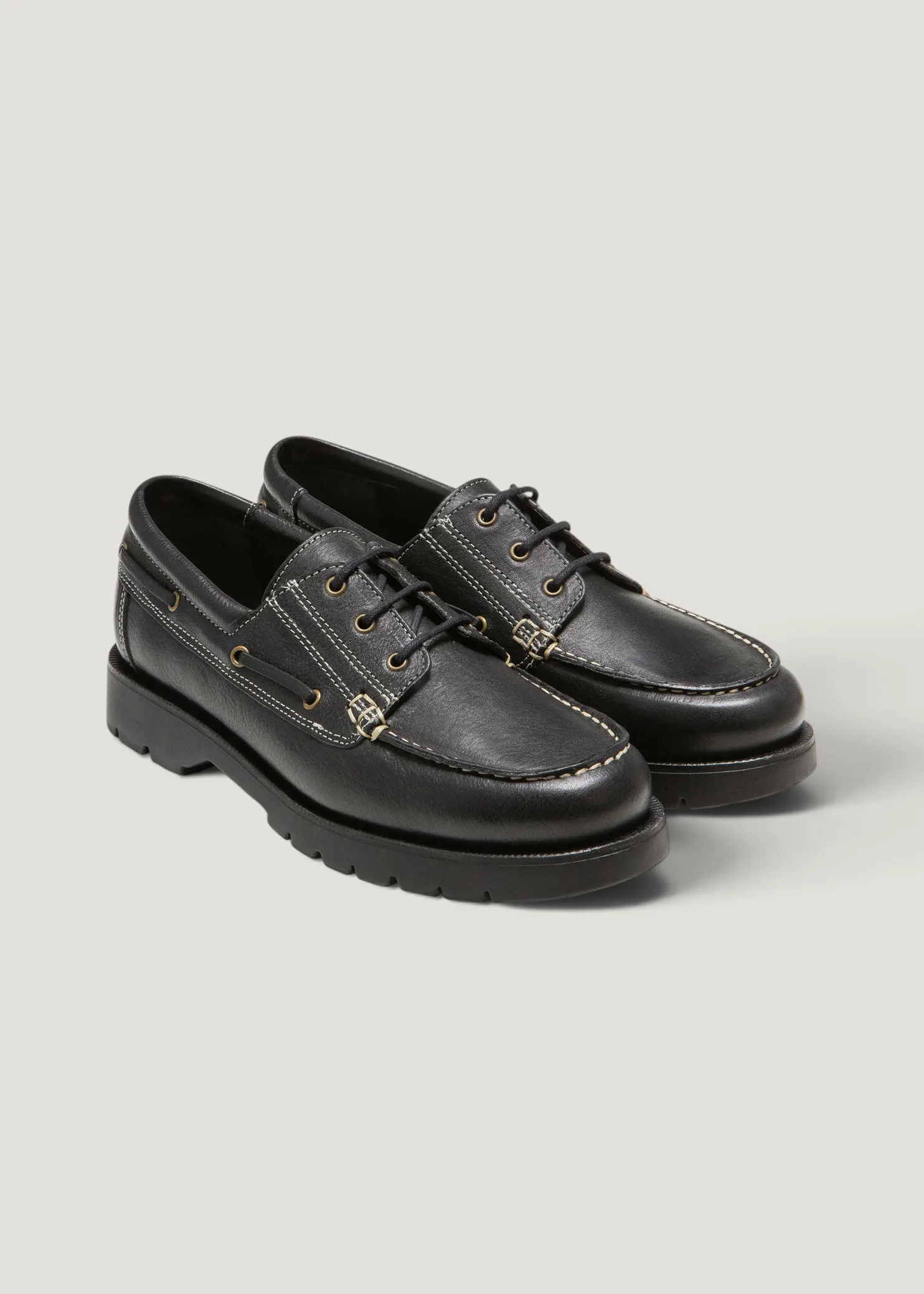 Chaussures bateau en cuir certifié | noir "embruns oak noir", Kleman, photo 2