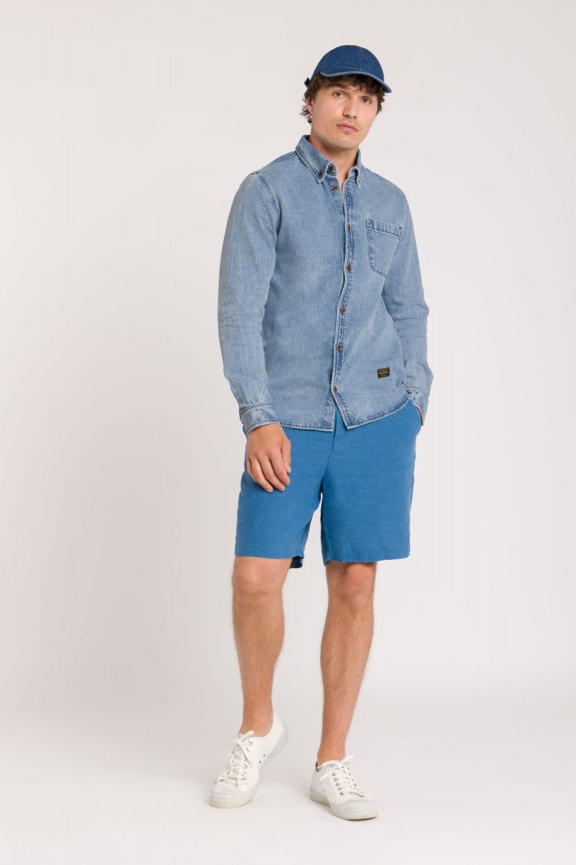 Short en lin | bleu "reagan dark blue", Kings of Indigo, photo 1