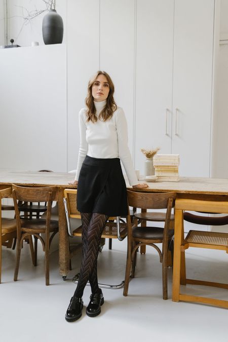 Sous-pull col montant blanc en coton bio - rib aine