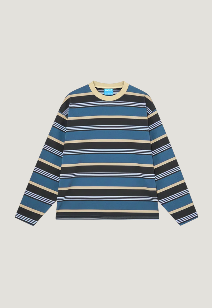 Langarmshirt aus Bio-Baumwolle| blau gestreift "Stripe blue ls tee", NWHR, Foto 5