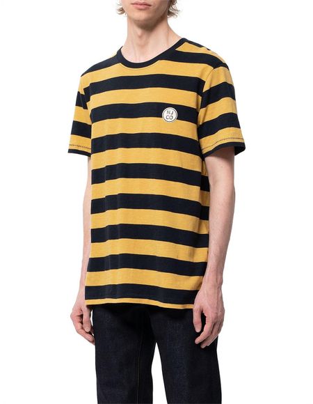 T-shirt rayé jaune et noir en coton bio - roy stripe slub