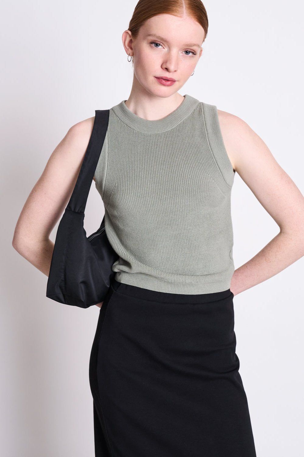 Pull sans manches en maille de coton bio | vert "garda muted sea spray", Jan'n June, photo 1