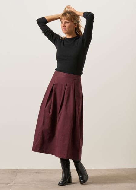 Ausgestellter Midirock aus Bio-Baumwolle | Braun "eloisa - chocolat", SKFK, Foto 3