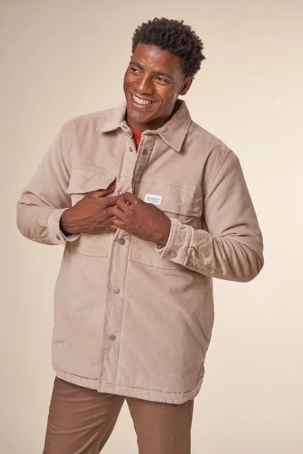 Blouson velours en coton bio et matière recyclée | beige "corduroy overshirt light feather gray", Knowledge Cotton Apparel
