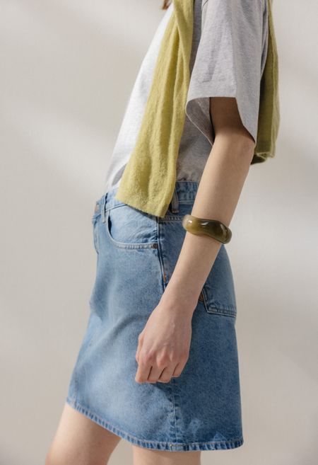 Jupe denim en coton bio et recyclé | bleu - Mud Jeans