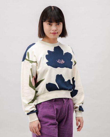 Sweat en coton bio | écru "bloom rounded cotton sweatshirt - ecru"