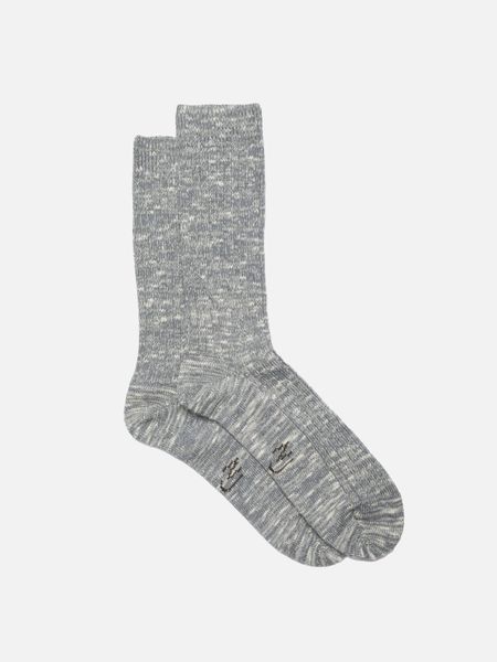 Chaussettes en coton biologique | gris "rasmusson mens rib slub sock - greymelange"