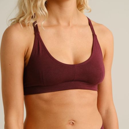 Brassière en coton bio et tencel | bordeaux "Soft bra junsele fig red - fig"