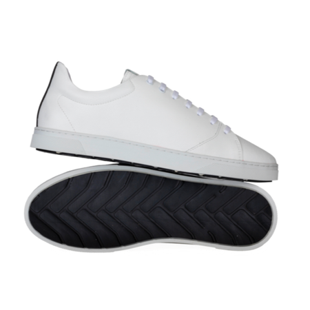 Basket blanche en cuir recyclé et semelle en pneu recyclé - graviere