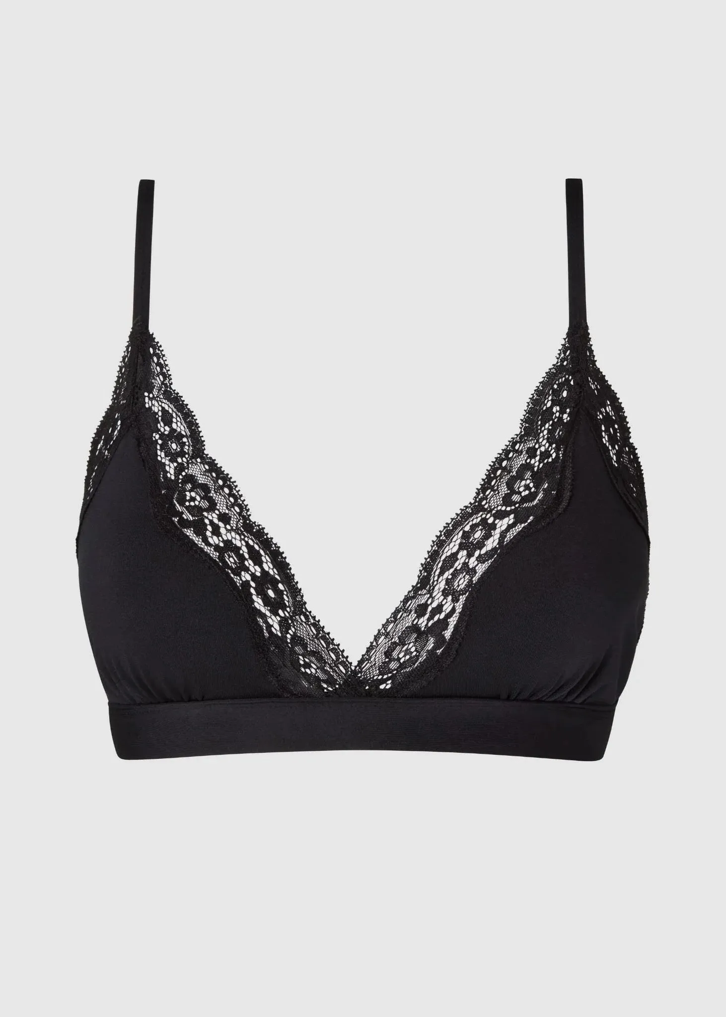 Soutien-gorge en matière recyclée | noir "micro lace triangle bralette - black", Understatement, photo 4