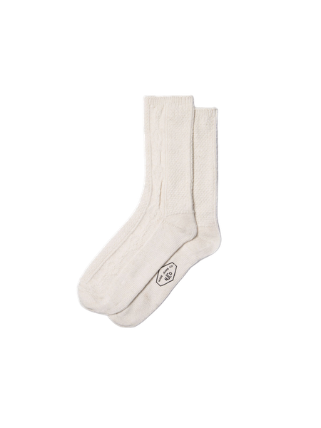 Chaussettes torsadées en coton bio | beige "women cable socks offwhite"