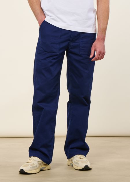 Pantalon large en coton bio | bleu "tuff tony pants deep blue"