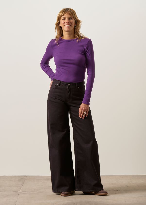 Jean large évasé en coton bio | marron "Sonic sue everbrown", Nudie Jeans