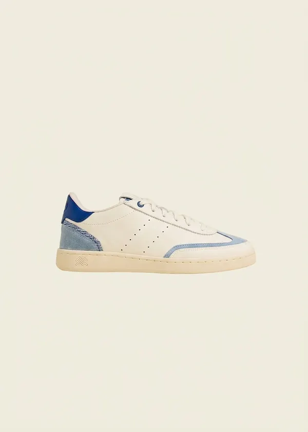 Baskets en cuir certifié | blanc bleu "Ha long daybreak blue", N'go shoes