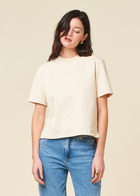 T-shirt boxy en coton bio | écru - WeDressFair