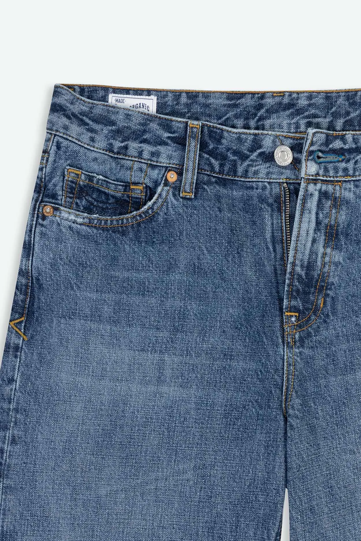 Jean large taille basse en coton bio | bleu "joan ceky blue worn", Kings of Indigo, photo 6