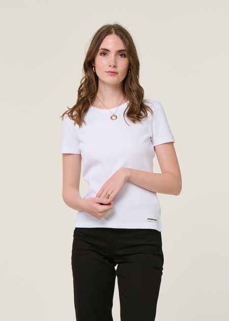T-shirt côtelé en coton bio | blanc "kardaa white" - Armedangels