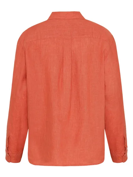 Chemise en lin biologique | rouge "loose linen long sleeved shirt - langoustino", Knowledge Cotton Apparel, photo 3