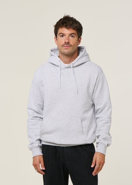 Sweat à capuche gris clair en coton bio - snow melange
