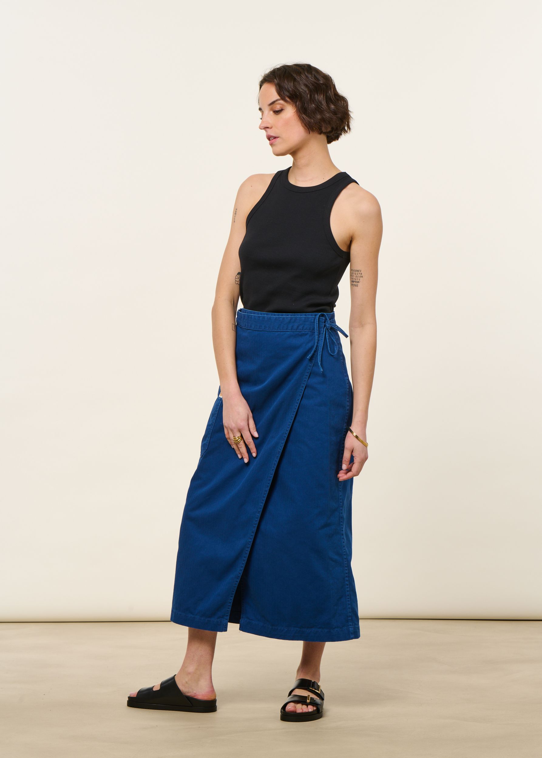 Wickelrock aus Bio-Baumwolle | Blau Fischgrat "irma skirt herringbone - blue", Nudie Jeans, Foto 6