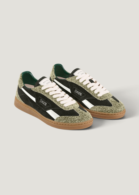 Baskets en cuir certifié | vert et beige "M70 soul" - SAYE