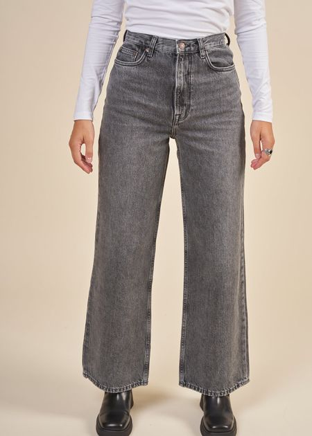Jean ample gris délavé en coton bio et chanvre - rebecca jeans northern sky