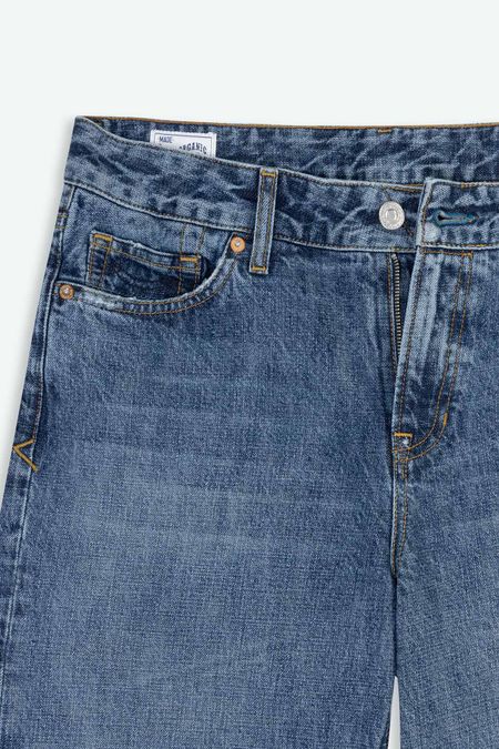 Jean large taille basse en coton bio | bleu "joan ceky blue worn", Kings of Indigo, photo 6