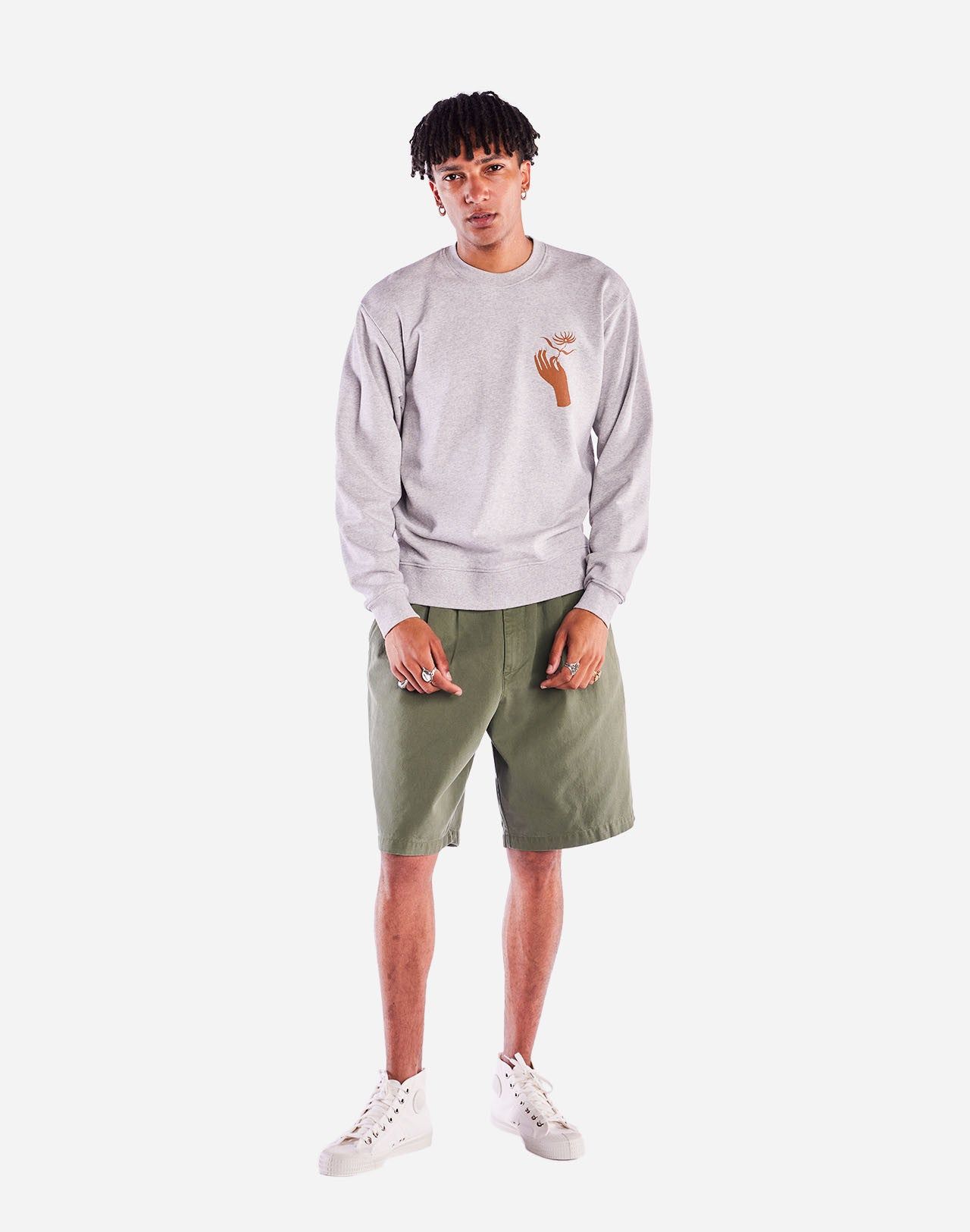 Sweatshirt aus Bio-Baumwolle | Grau "sweat labyrinth dahlia gris chine - heather grey", Olow, Foto 4