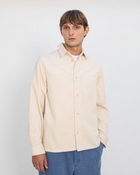 Surchemise velours en coton bio | écru "cord casual shirt - white sand"