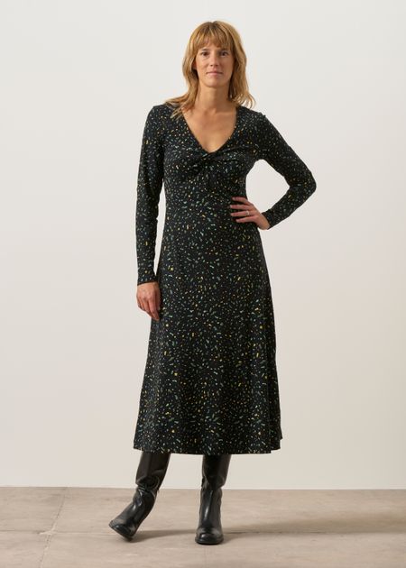 Langes Kleid aus Bio-Baumwolle | schwarz "irantzu", SKFK
