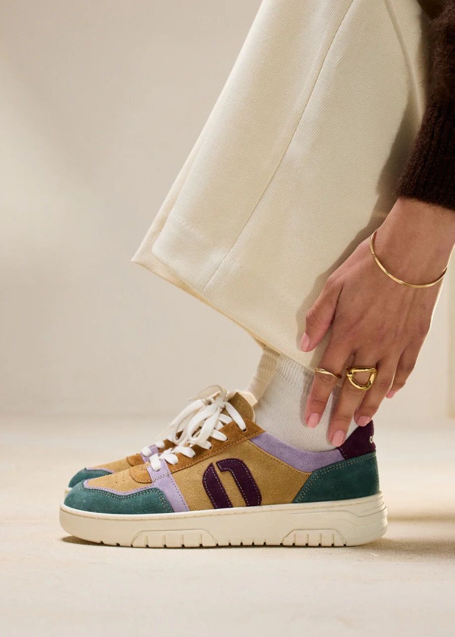 Baskets basse en cuir certifié lwg | multicolore "baskets basses nora - vert-lilas-beige", Odaje ex M.Moustache, photo 5