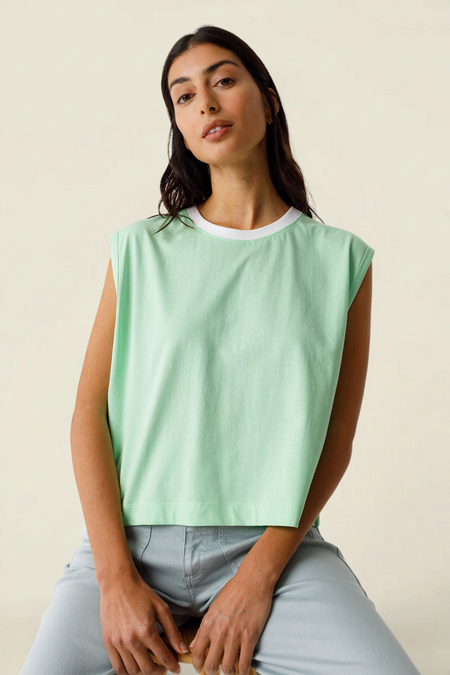 Top sans manches en coton bio | vert pâle - SKFK
