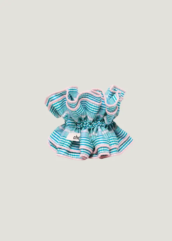 Maxi chouchou en matière upcyclée tartan vert / rose - vert, Chou²