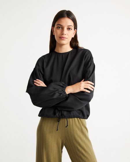 Blouse noire en coton bio - boann black
