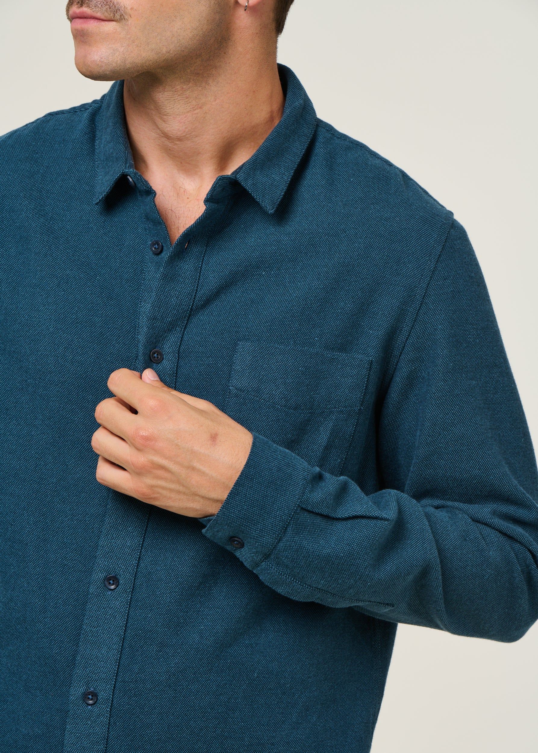 Chemise en coton bio | bleu "simon - eco flannel ocean blue", About Companions, photo 2