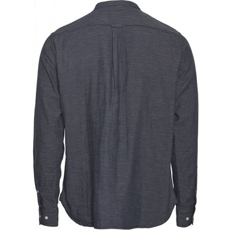 Chemise col mao rayée bleu nuit en coton bio - larch, Knowledge Cotton Apparel, photo 2