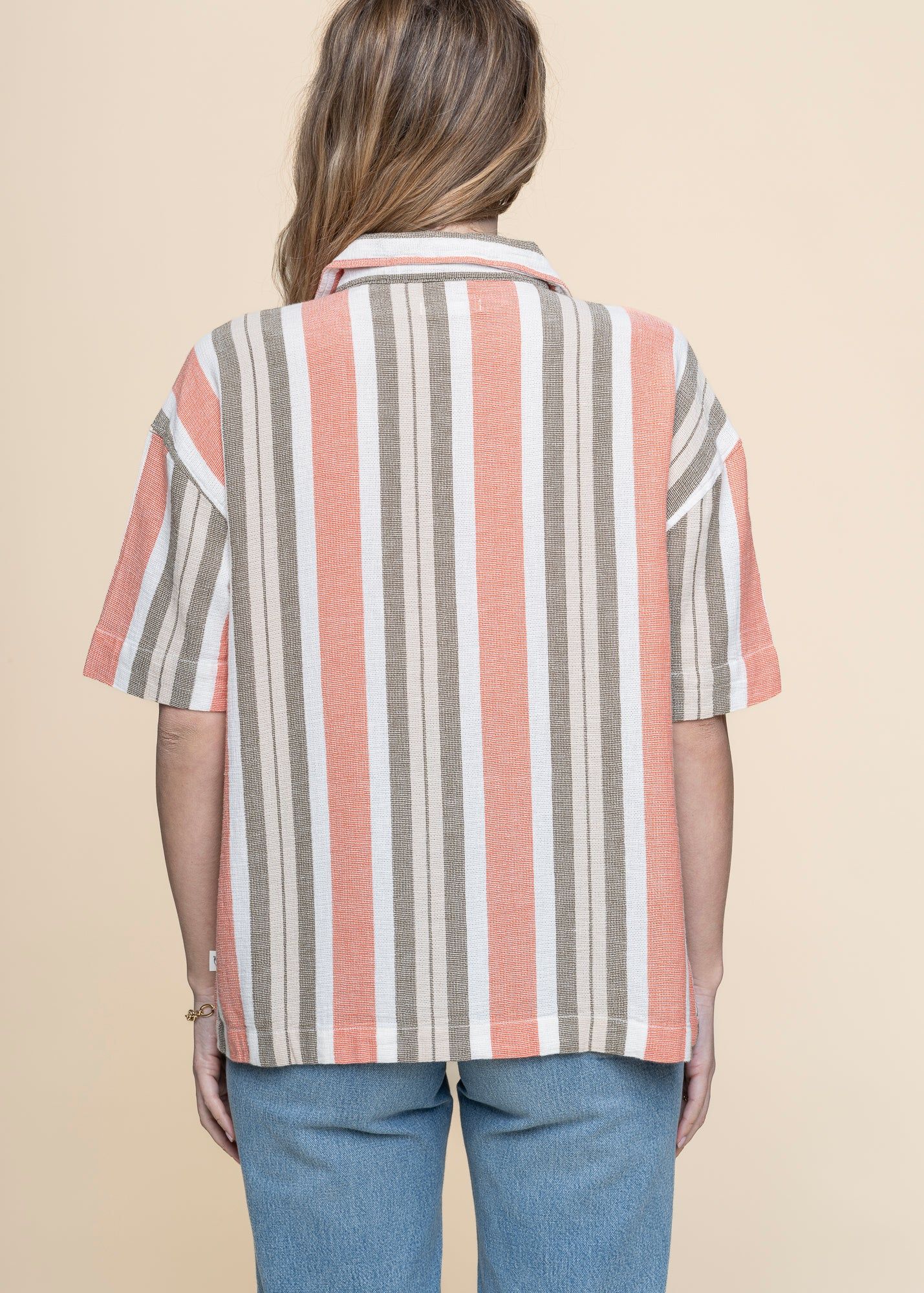 Kurzarmhemd aus Bio-Baumwolle | gestreift "striped short sleeved shirt green stripe", Knowledge Cotton Apparel, Foto 2