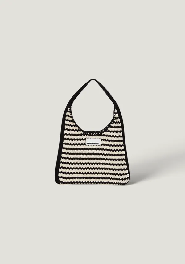 Sac cabas en maille en coton bio | noir et blanc "Tote bag knit w - undyed-black", Armedangels