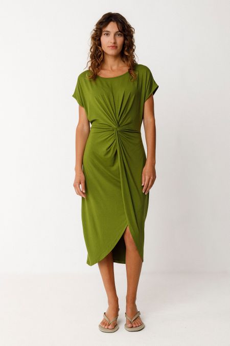 Robe en modal | vert "vestido amade - dark green" - SKFK
