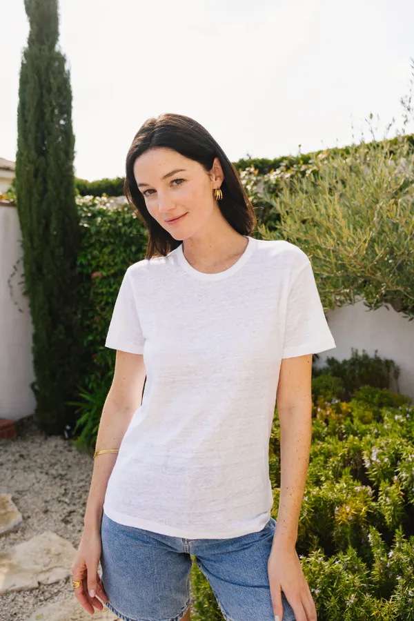 T-shirt lin upcyclé | blanc, WeDressFair