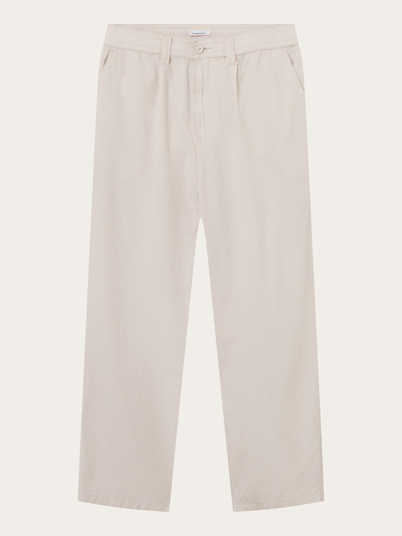 Pantalon léger beige en coton bio - loose slack pant light feather gray, Knowledge Cotton Apparel, photo 7