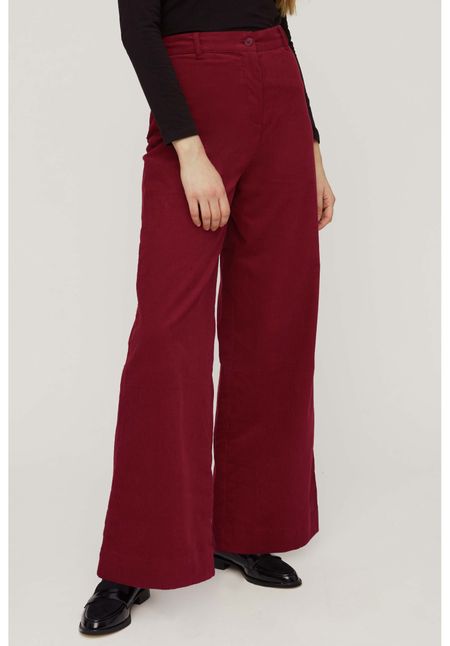 Pantalon large rouge velours en coton bio - noelle, People Tree, photo 1