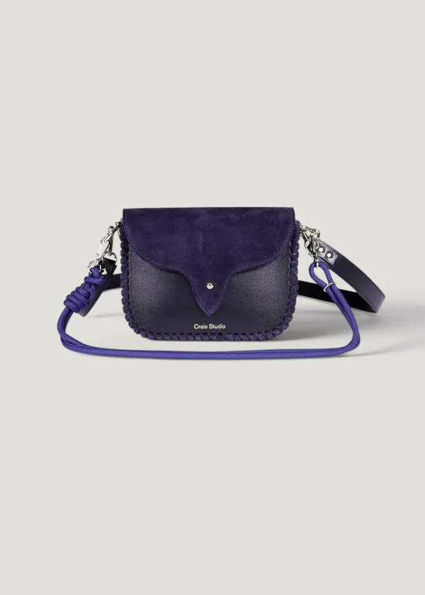 Sac à main en cuir et suède | bleu et noir "west - suede black", Craie Studio