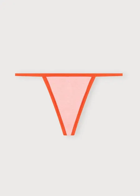 String en coton biologique | rose "core play string thong - marshmellow pink / vibrant red", Organic Basics, photo 4