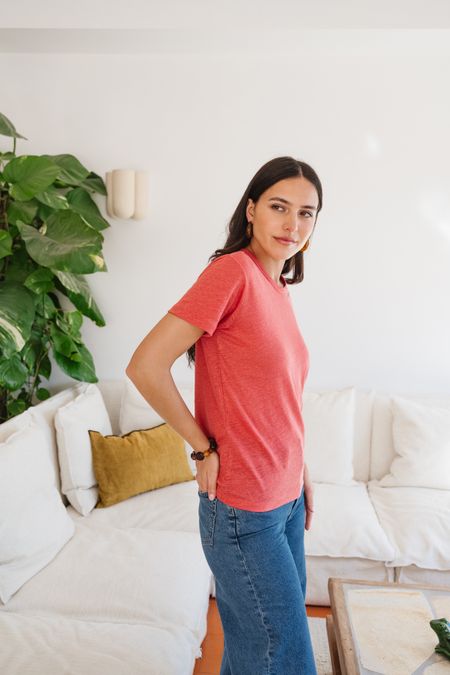 T-shirt lin upcyclé | corail, WeDressFair, photo 4
