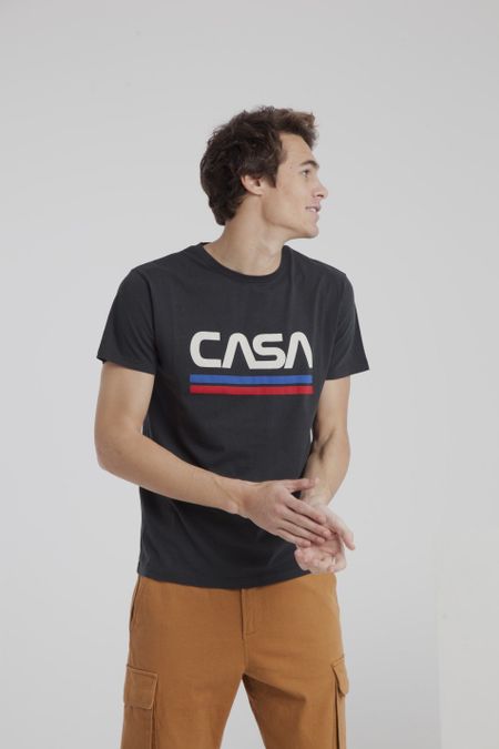 T-shirt imprimé noir en coton bio - casa, Thinking Mu, photo 2